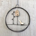 East of India Small Rusty Wire Wreath - Bird House