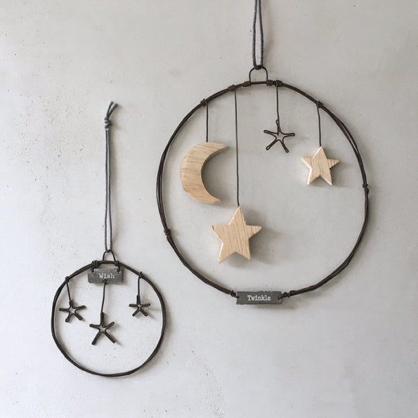 East of India Small Rusty Wire Wreath - Stars, wish