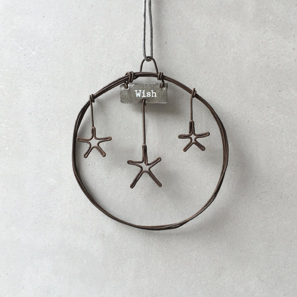 East of India Small Rusty Wire Wreath - Stars, wish