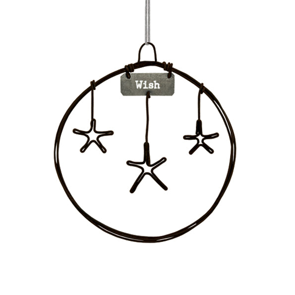 East of India Small Rusty Wire Wreath - Stars, wish