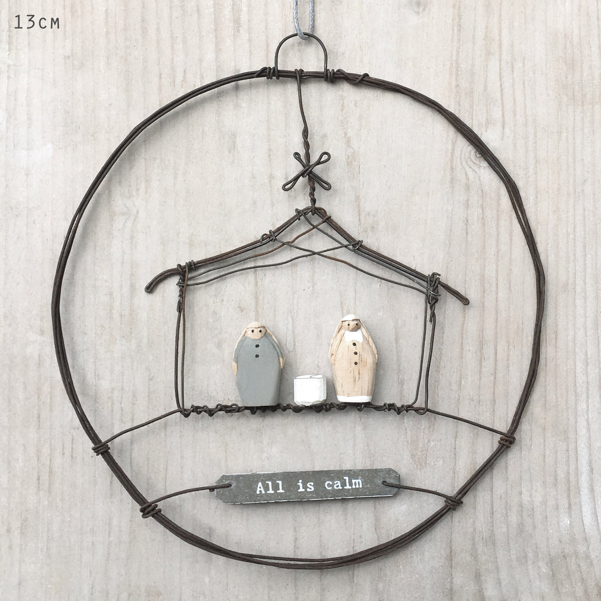 East of India Large Rusty Wire Wreath - Nativity