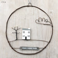 East of India Large Rusty Wire Wreath - House with Cloud