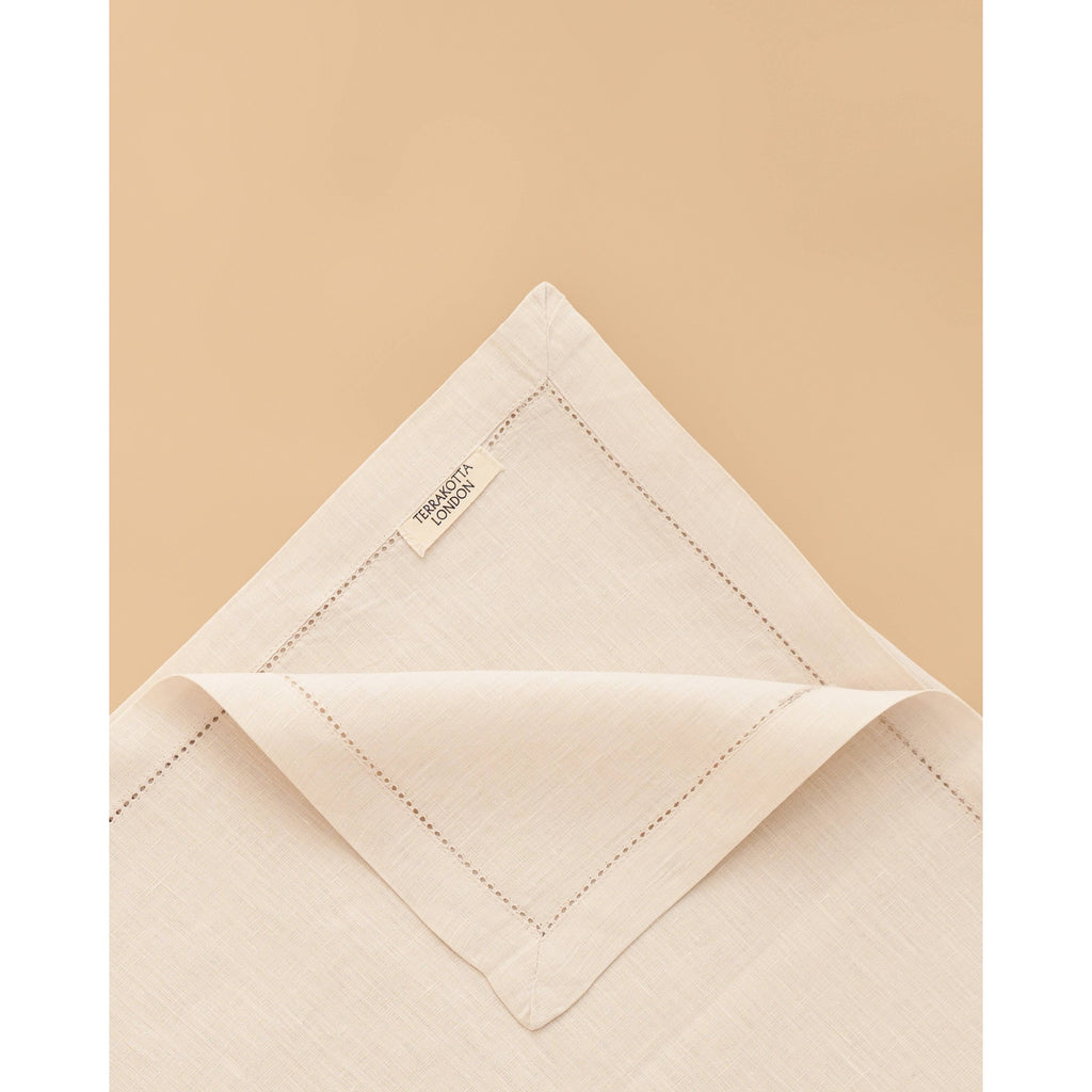 Linen Table Runner with Hemstitch Border