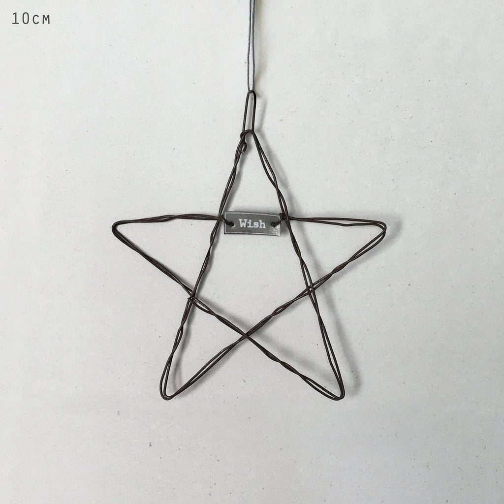 East of India Small Metal Hanging Star - Wish