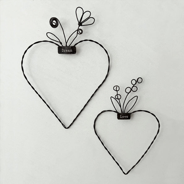 East of India Small Metal Hanging Heart - Love