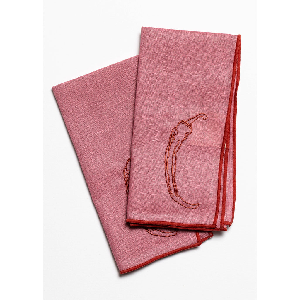 Linen Blend Napkins - Chilli, Set of 2
