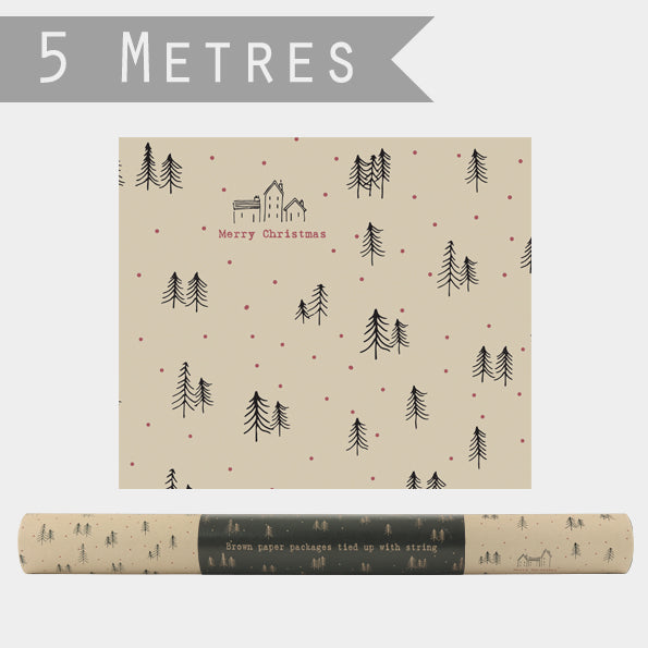 East of India Kraft Wrapping Paper Roll, 5m - Forest Christmas