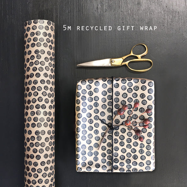 East of India Kraft Wrapping Paper Roll, 5m - Black dots