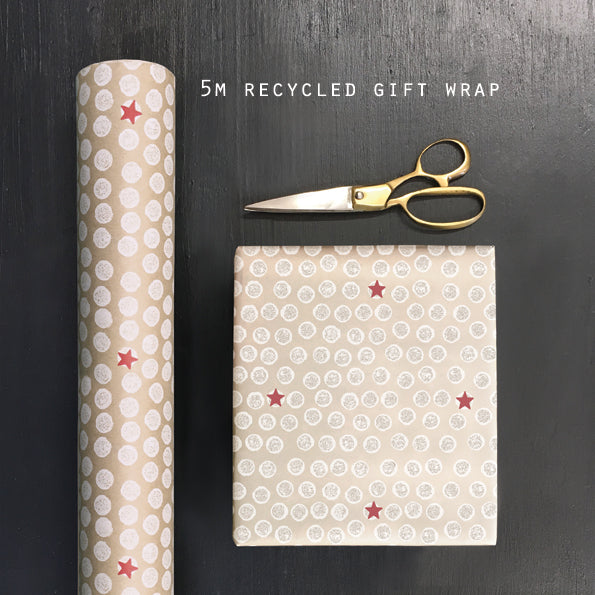 East of India Kraft Wrapping Paper Roll, 5m - White dots