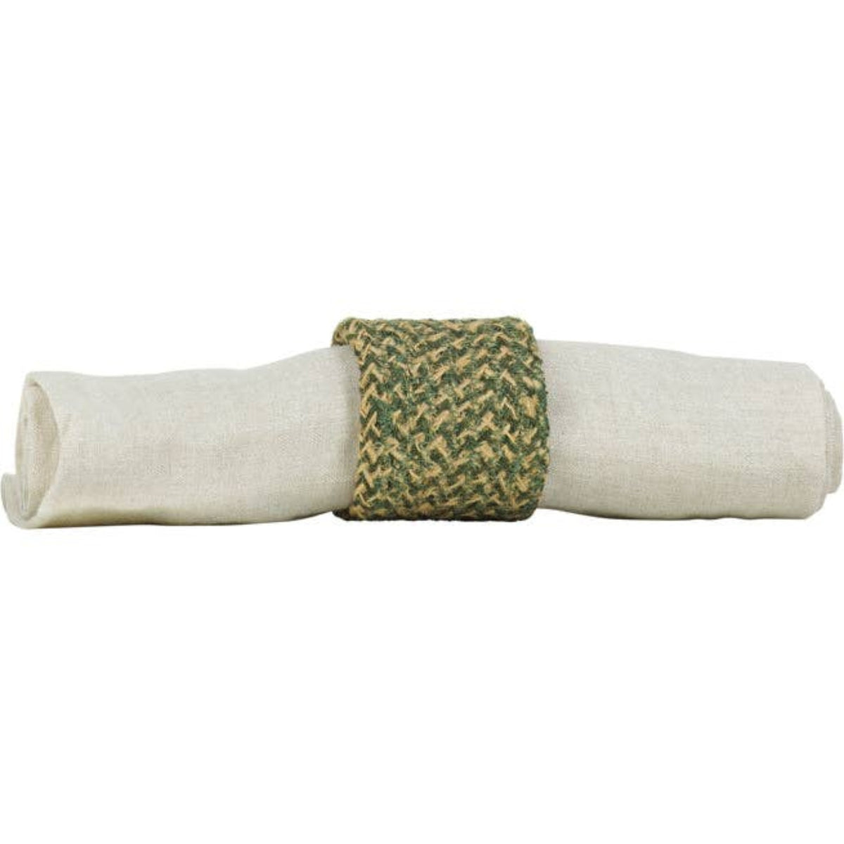 Jute Napkin Rings - Olive & Natural, Set of 4