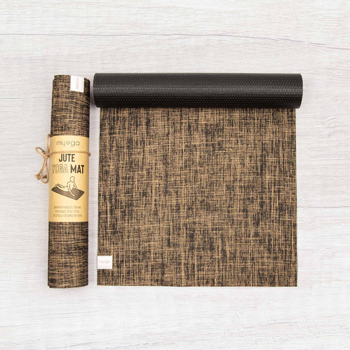 Myga Jute Yoga Mat with Ultra Grip - Black