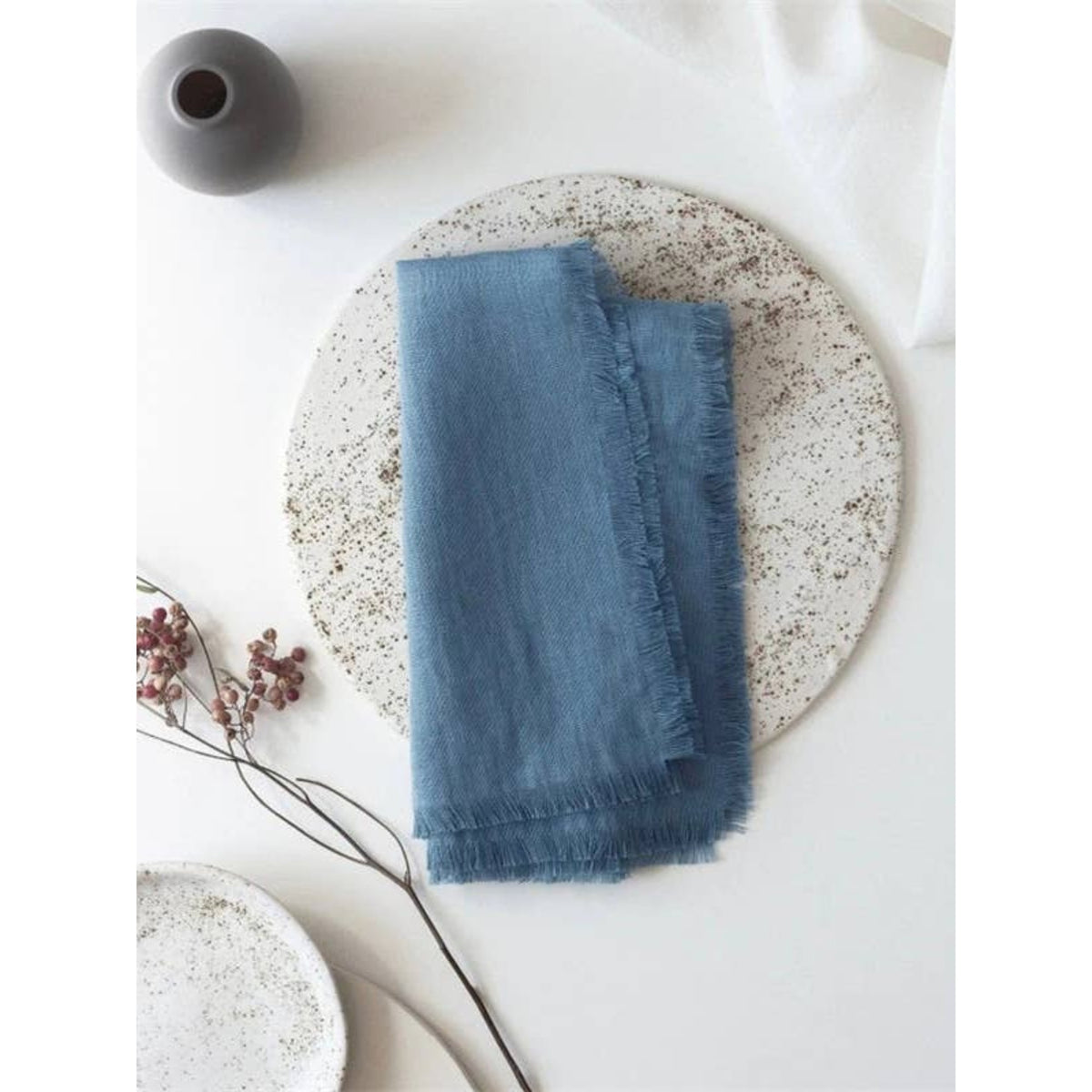Washed Linen Frayed Edge Napkin & Placemat - 06 / 32 x 44 cm