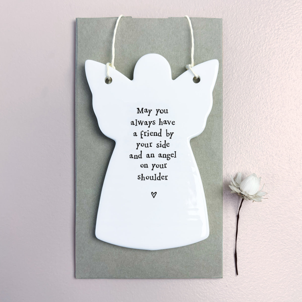 East of India Porcelain Hanging Angel - May you always have a friend