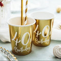 40th Birthday Gold & White Paper Cups party cups 40th Birthday Gold Party Paper Cups x 6