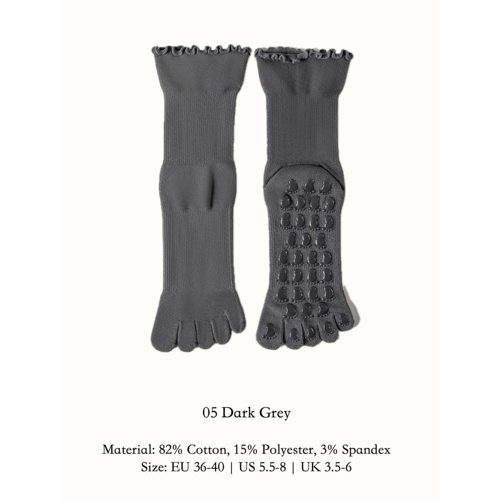 Five Toe Grip Socks for Yoga & Barre - Dark Grey