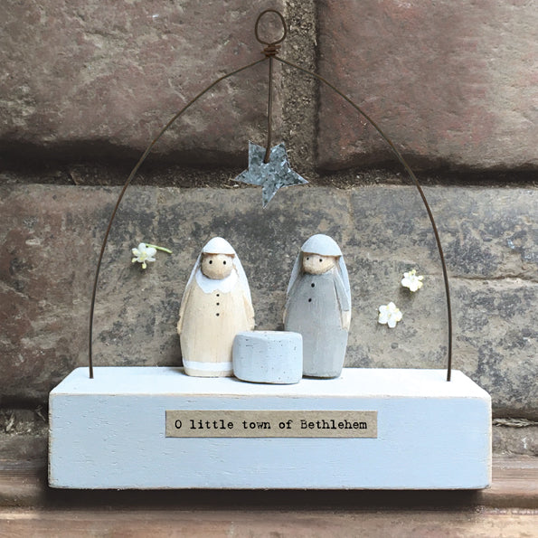 East of India Wooden Nativity Scene - O little town of Bethlehem