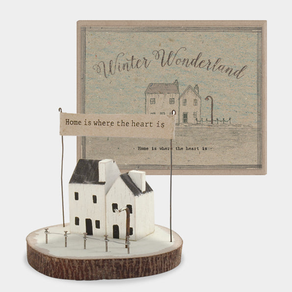 East of India Wooden Winter Wonderland Scene - Home is where heart is