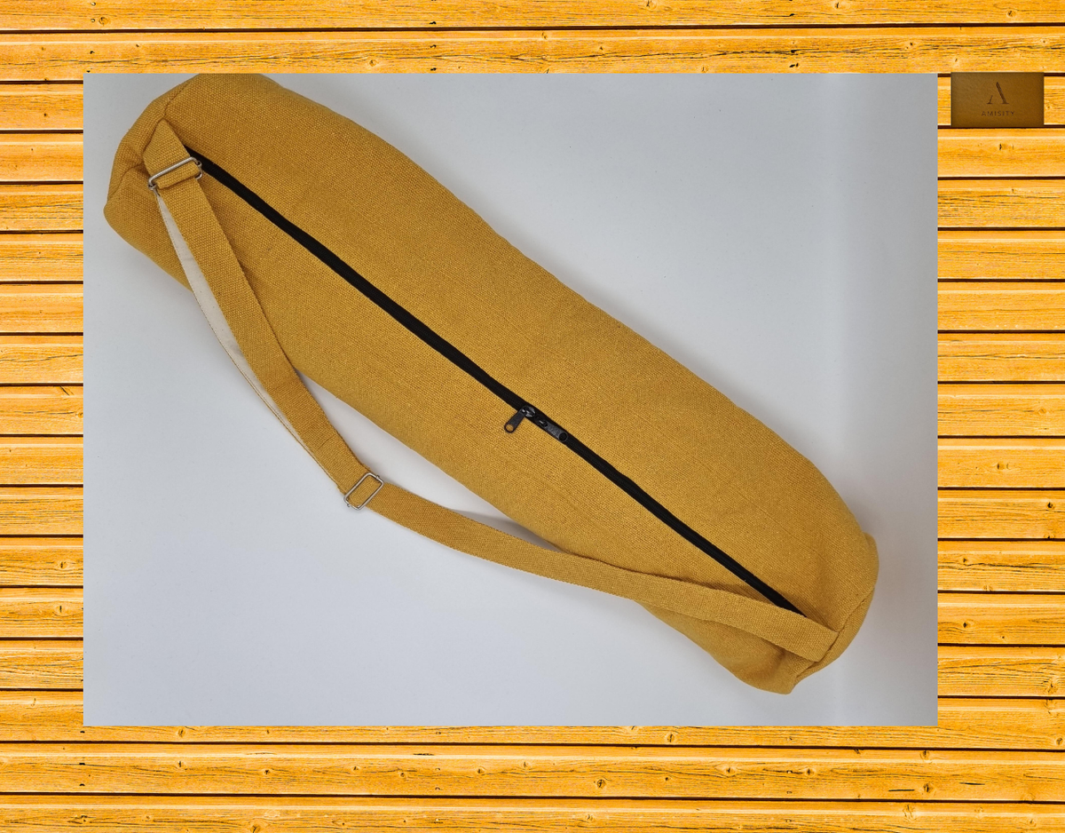 Cotton Linen Yoga Mat Bag - Mustard