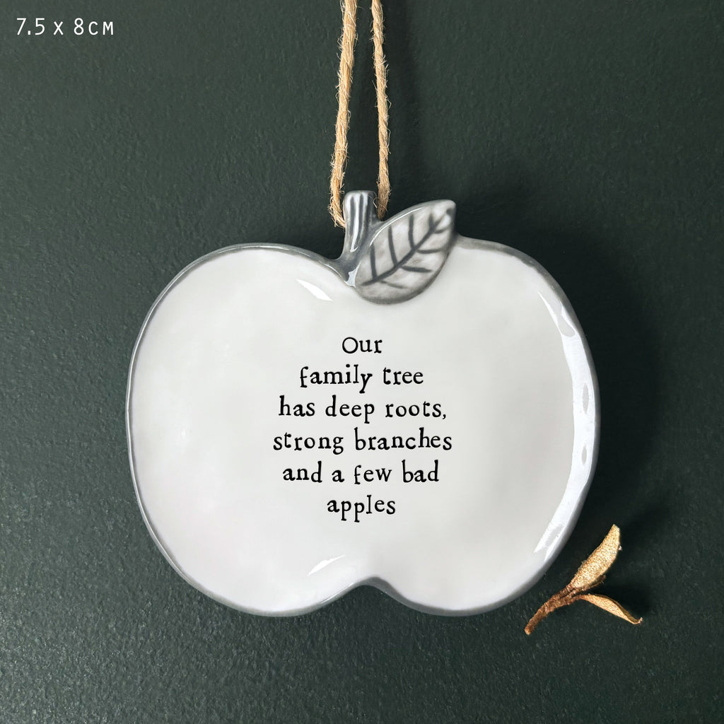 East of India Porcelain Hanging Apple - Our family tree has deep roots