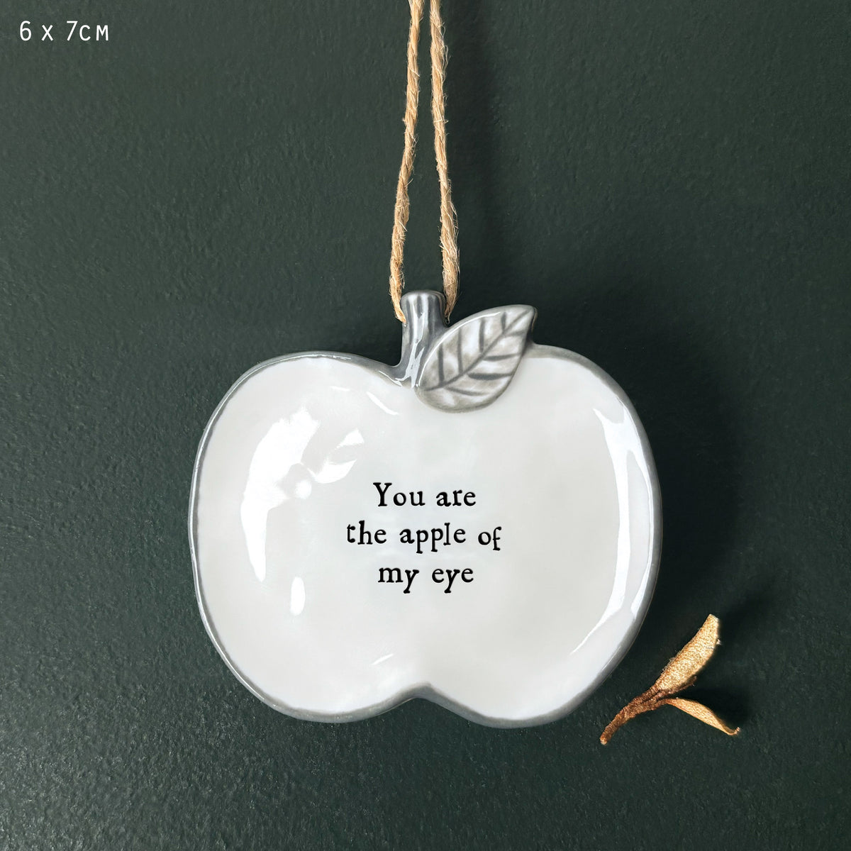 East of India Porcelain Hanging Apple - You are the apple of my eye