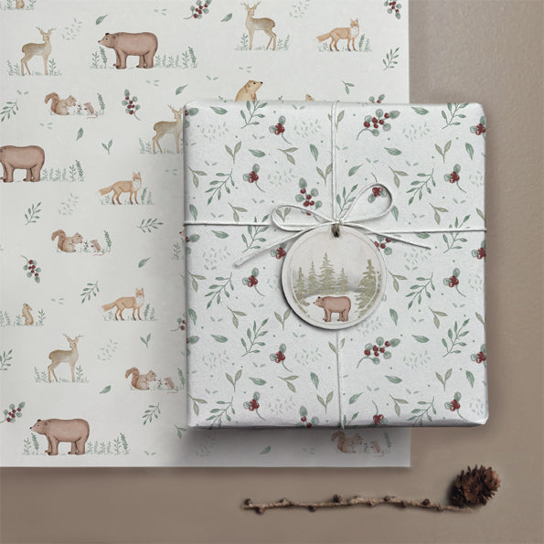 East of India Small Wrapping Paper Sheet - Meadow friends