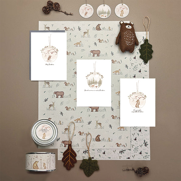 East of India Small Wrapping Paper Sheet - Meadow friends