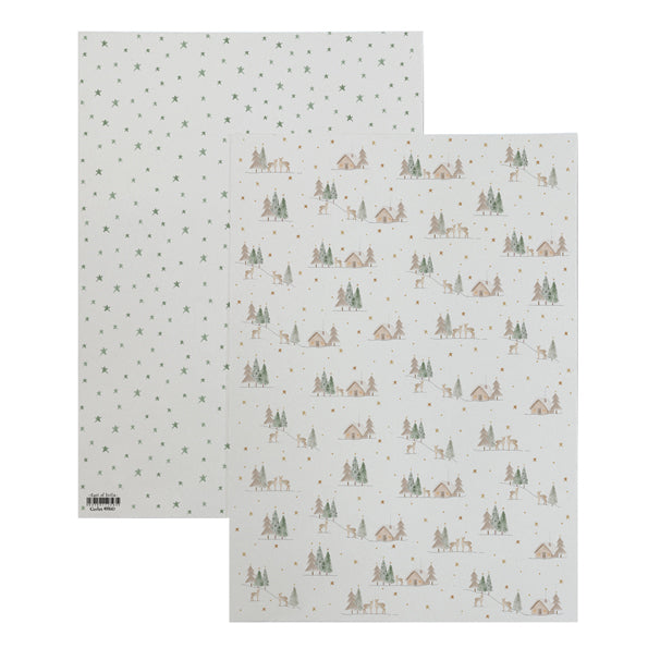 East of India Small Wrapping Paper Sheet - Woodland cottage