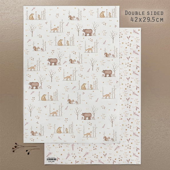 East of India Small Wrapping Paper Sheet - Woodland gathering