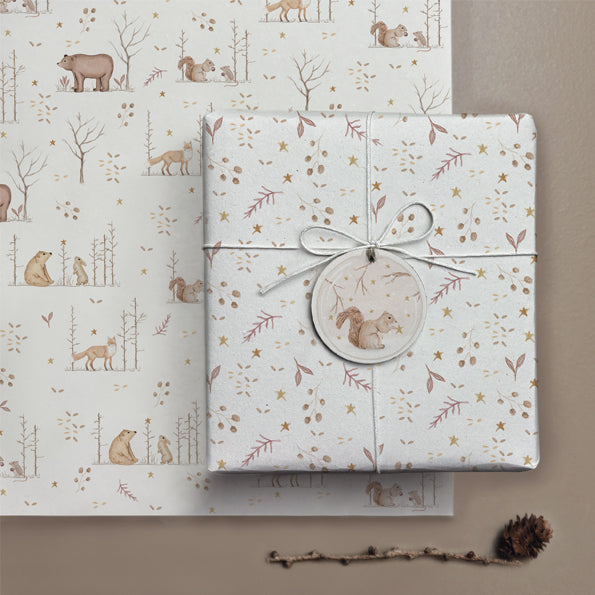 East of India Small Wrapping Paper Sheet - Woodland gathering