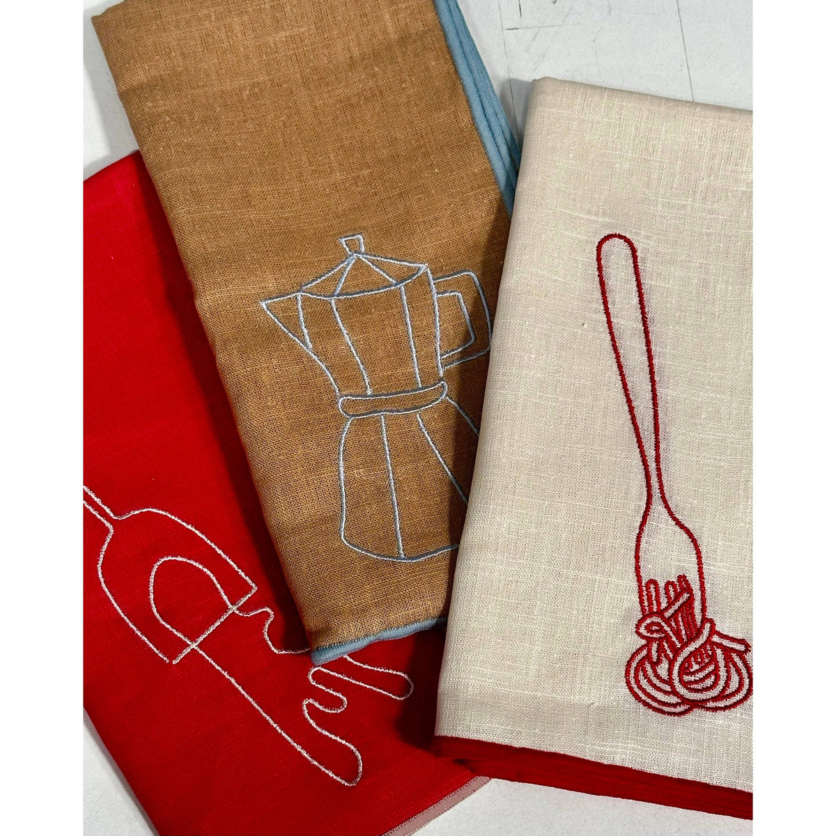 Linen Blend Napkins - Spaghetti, Set of 2