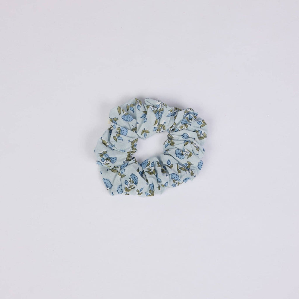 Block Printed Eye Mask & Scrunchie Set - Ditsy Floral Blue
