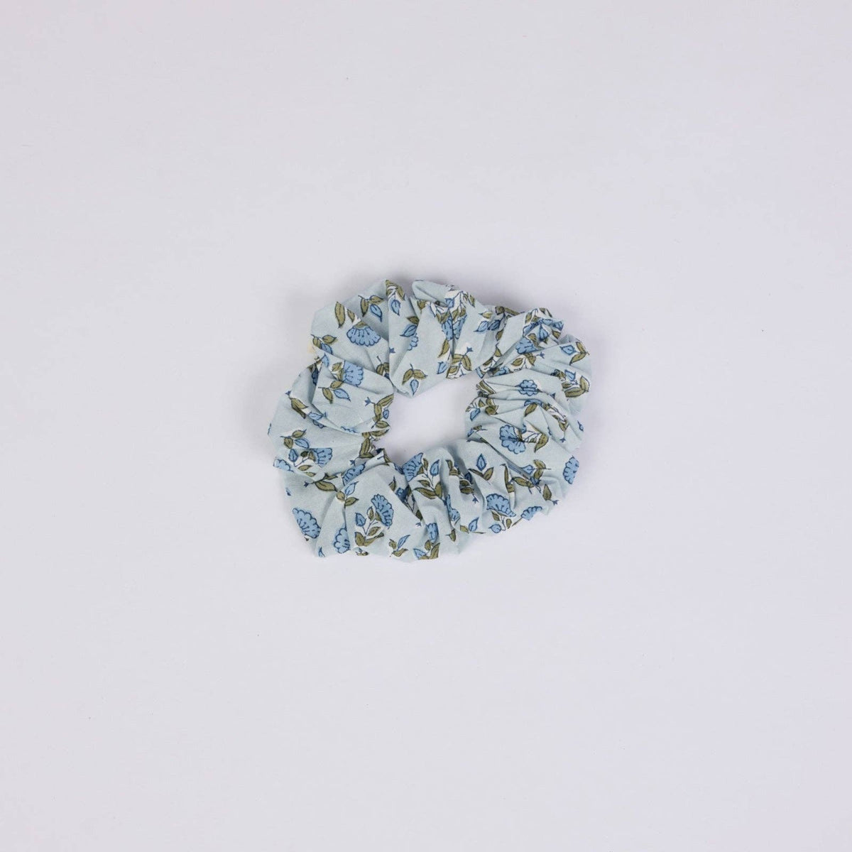 Block Printed Eye Mask & Scrunchie Set - Ditsy Floral Blue
