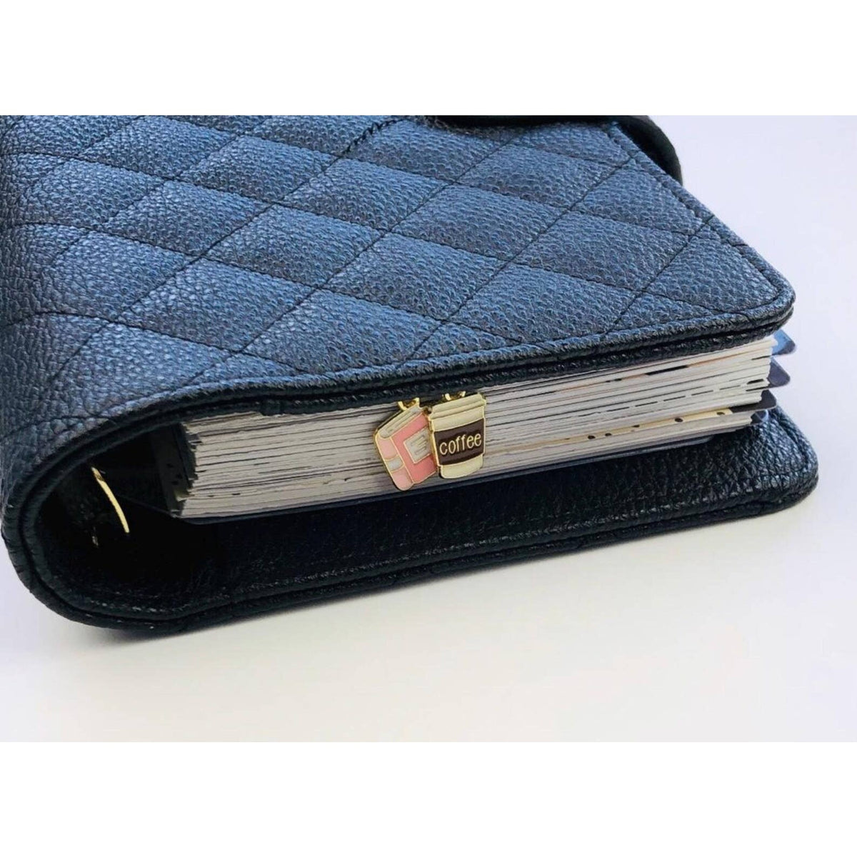 Book & Coffee Charm Paper Clip Bookmark - Pink