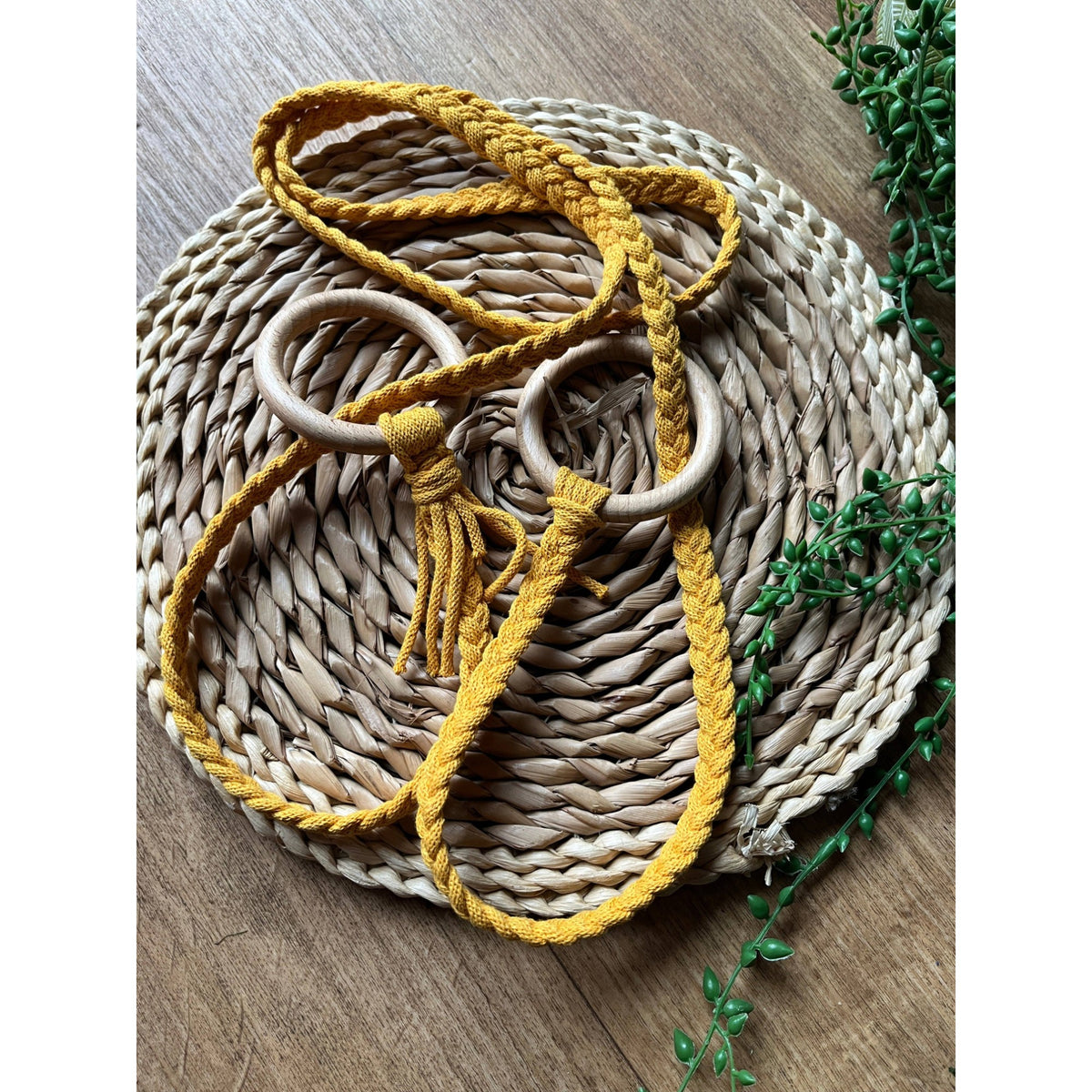 Macrame Braided Yoga Mat Strap - Mustard