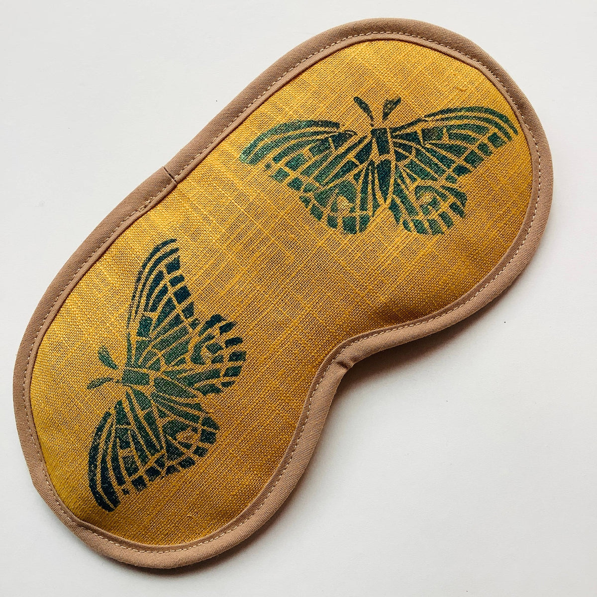 Yellow Linen Butterflies Lavender Eye Mask