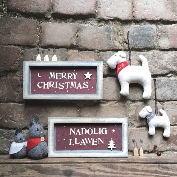 East of India Long Grey Box Frame - Nadolig Llawen