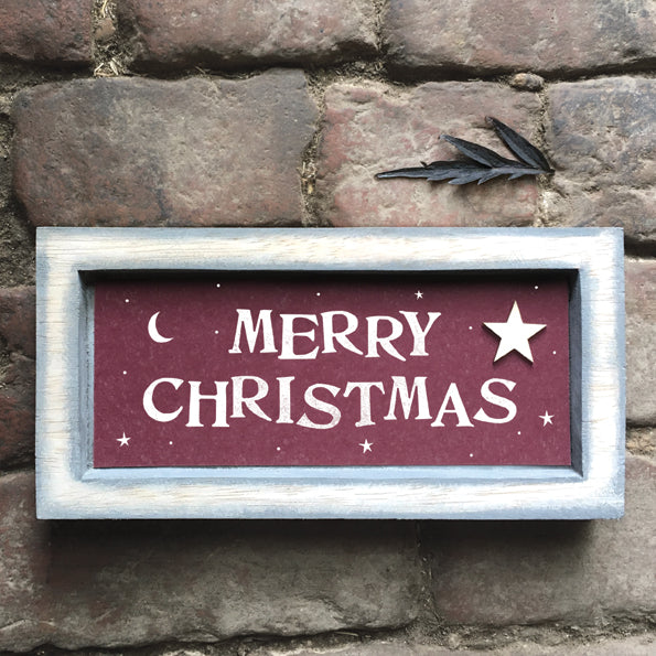 East of India Long Grey Box Frame - Merry Christmas