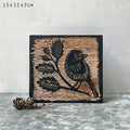 East of India Wooden Block - Robin & rosehip