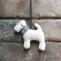 East of India Hanging Felt Dog with Grey Scarf - Bobbie