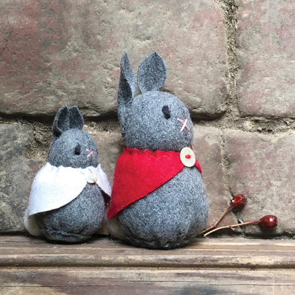 East of India Hanging Felt Rabbit with Red Cape - Beatrice