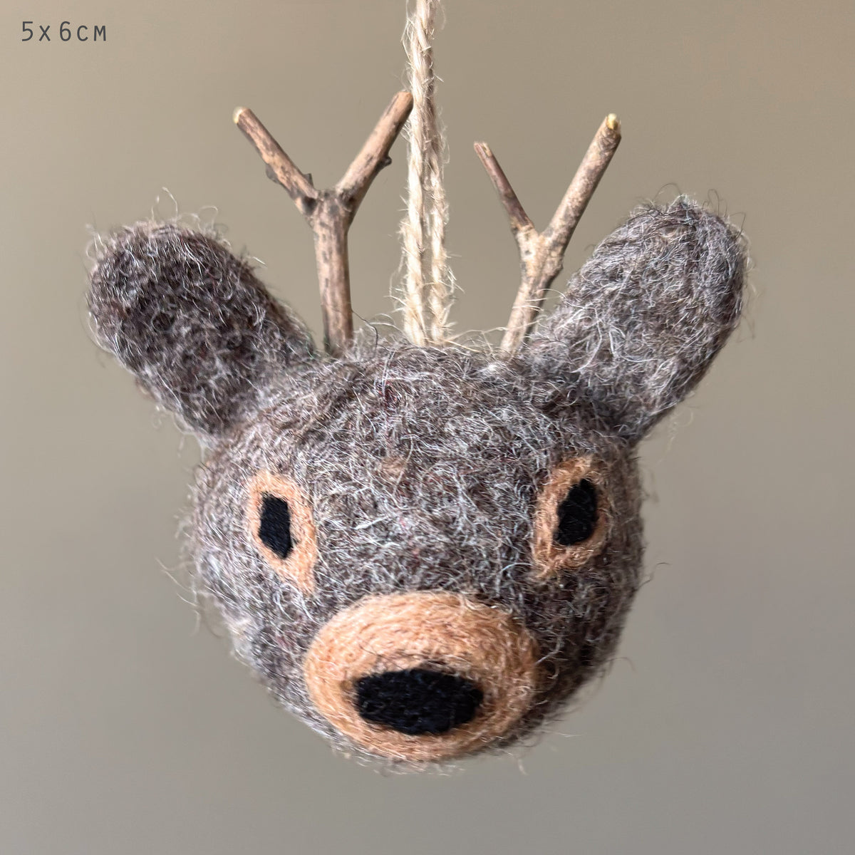 East of India Needle Felted Reindeer Head Decoration