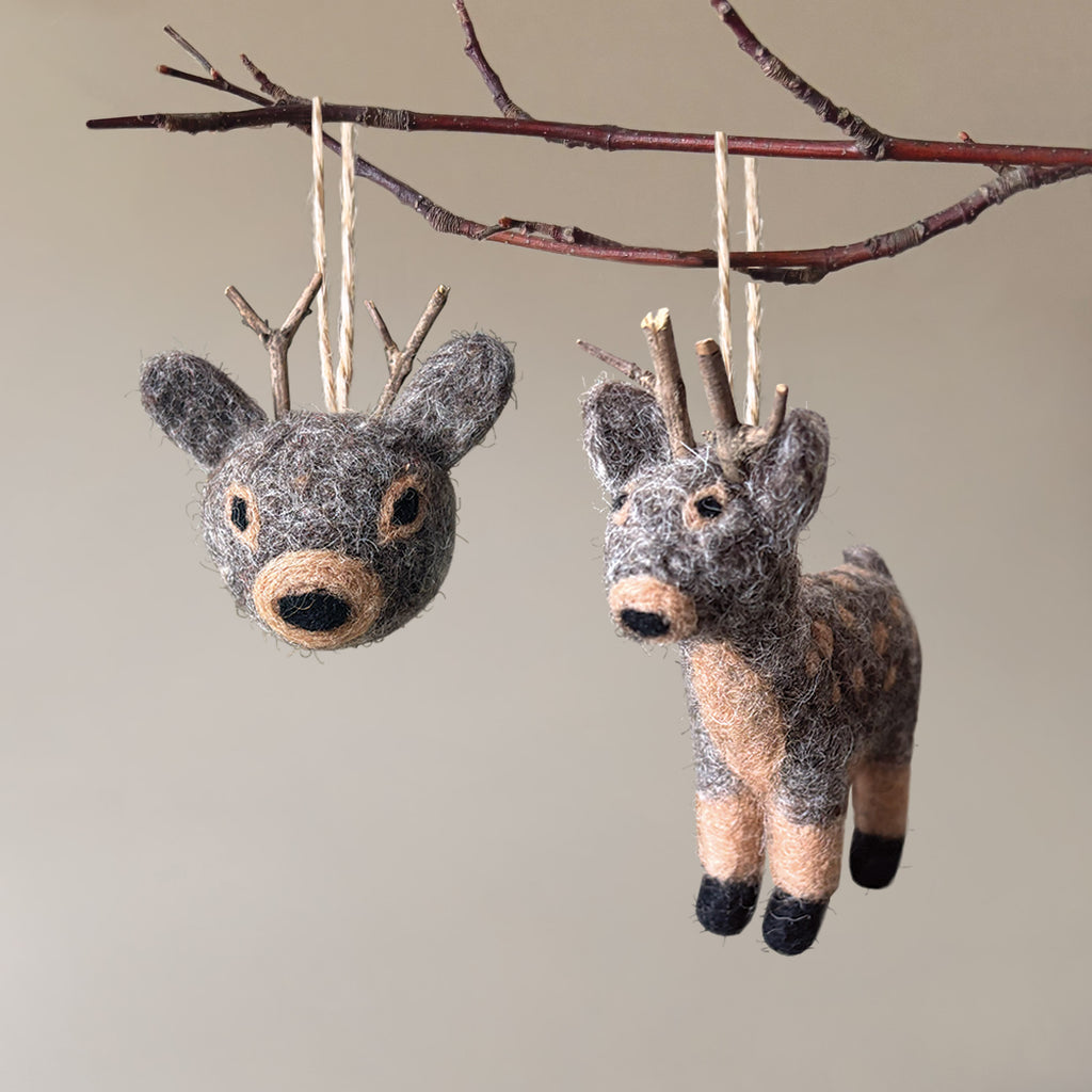 East of India Needle Felted Reindeer Head Decoration