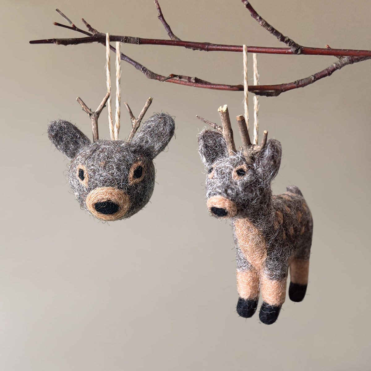 East of India Needle Felted Reindeer Head Decoration