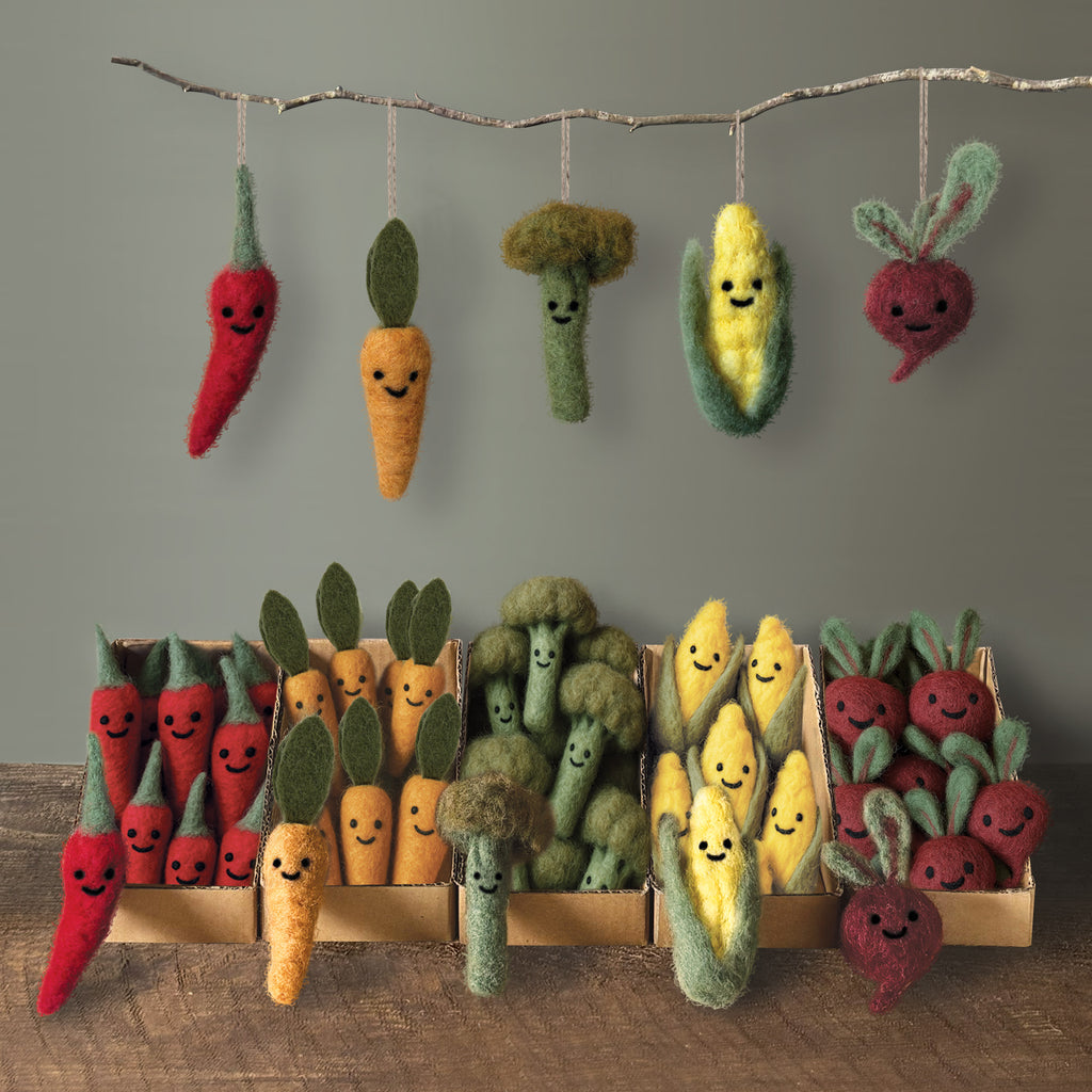 East of India Needle Felted Hanging Broccoli