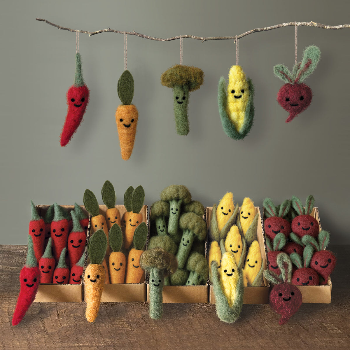 East of India Needle Felted Hanging Broccoli
