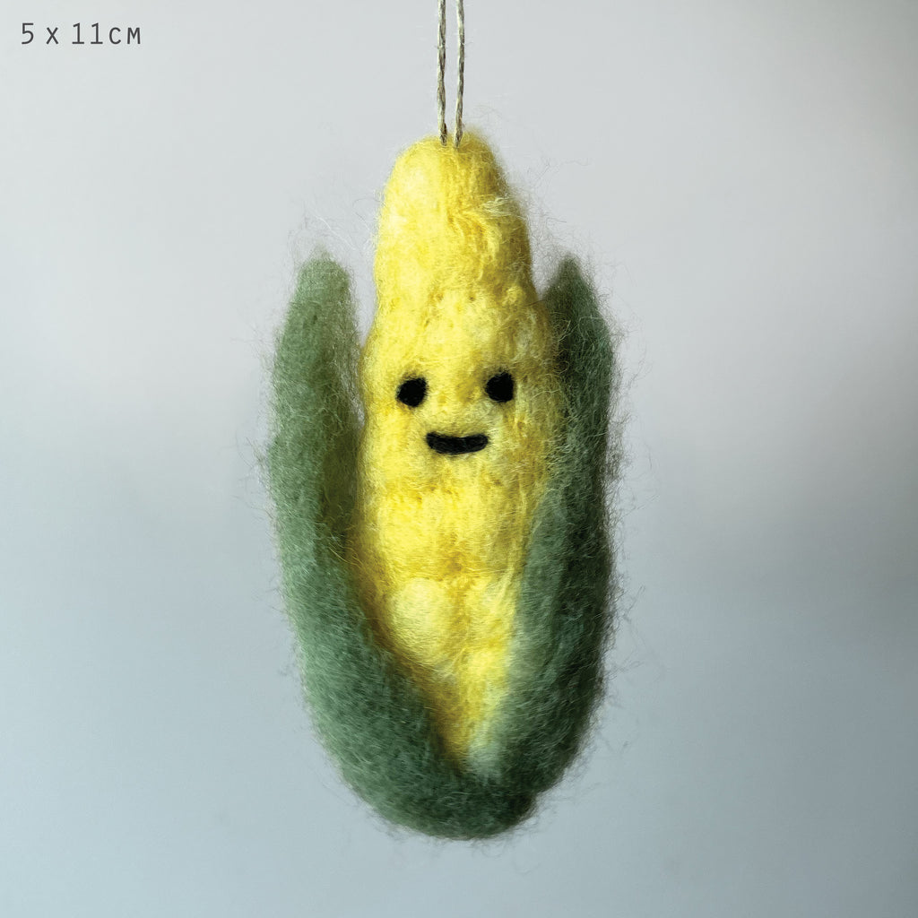 East of India Needle Felted Hanging Corn on the Cob