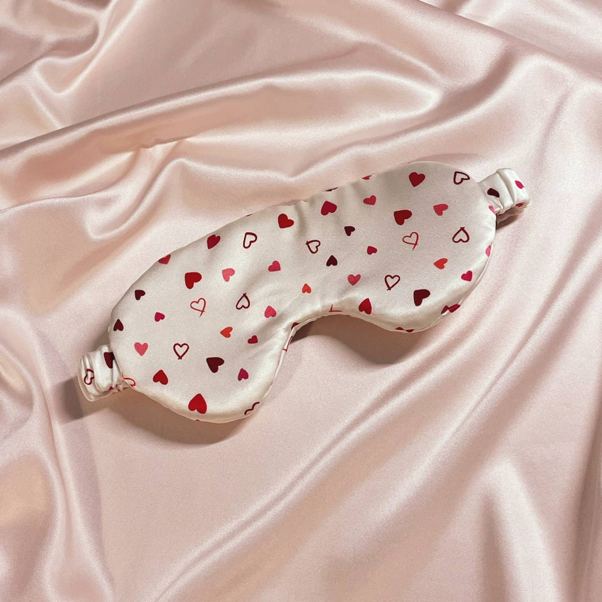 Eliza Mulberry Silk Eye Mask - Heart Print