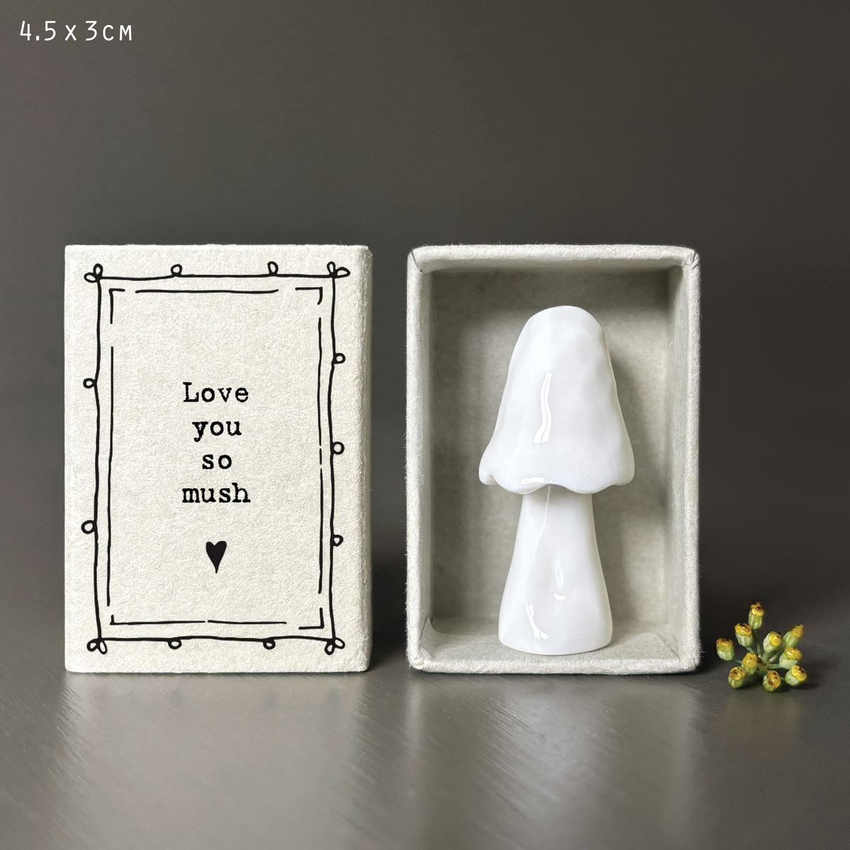 East of India Porcelain Matchbox Mushroom - Mushroom love you
