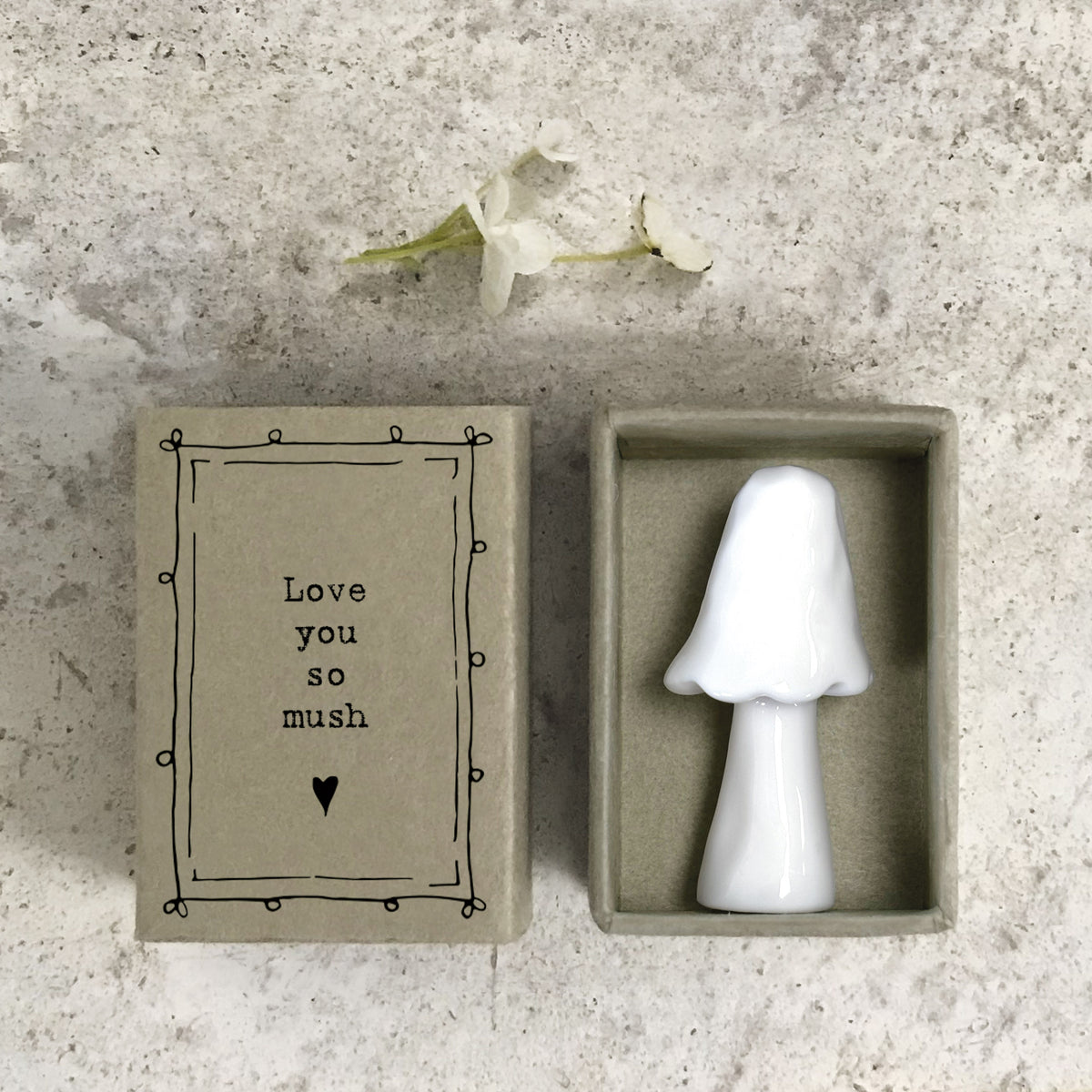 East of India Porcelain Matchbox Mushroom - Mushroom love you