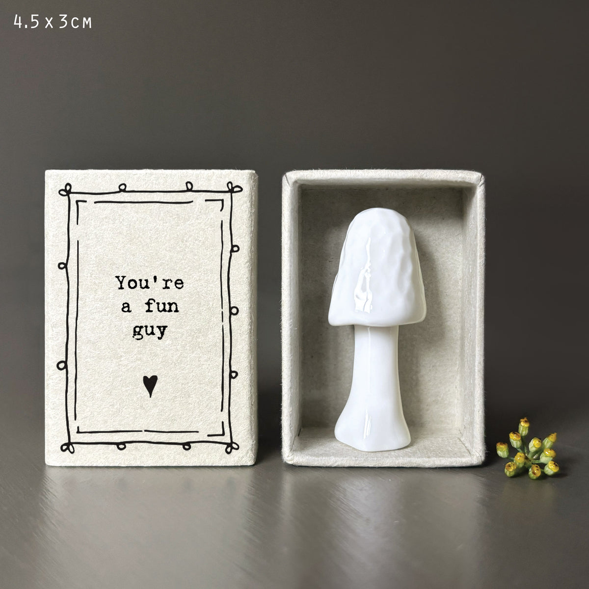 East of India Porcelain Matchbox Mushroom - Mushroom you’re a fun guy